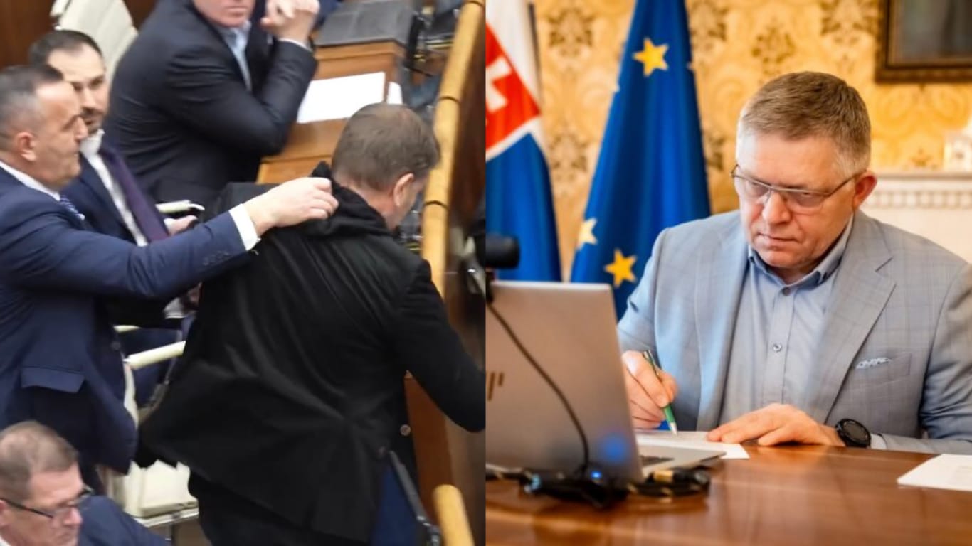 Rozdelená obrazovka Fico a Matovič
